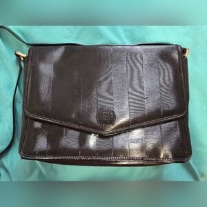 Vintage Unique Fendi Black Crossbody Bag with Geometric Pattern